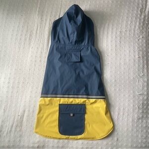 Blue and Yellow Hooded Dog Raincoat Polartec
